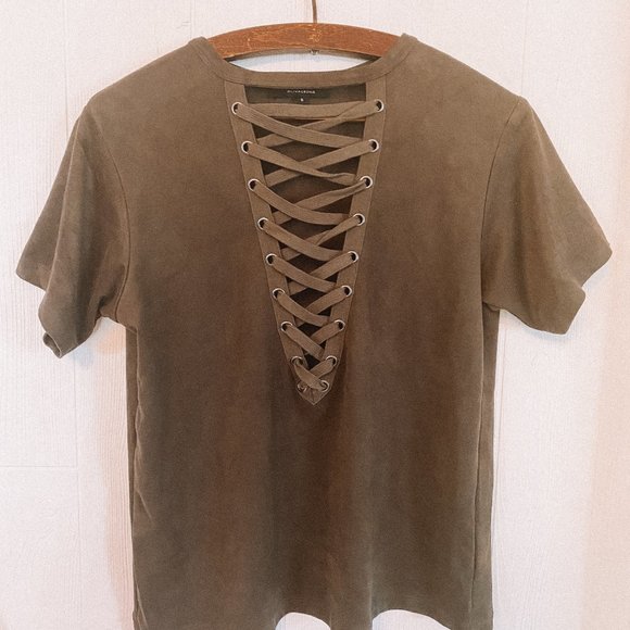 Micro-suede V-neck top - Picture 1 of 2
